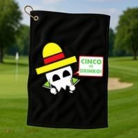 Cinco De Drinko Skull Cinco De Mayo Golf Towel thumb 1