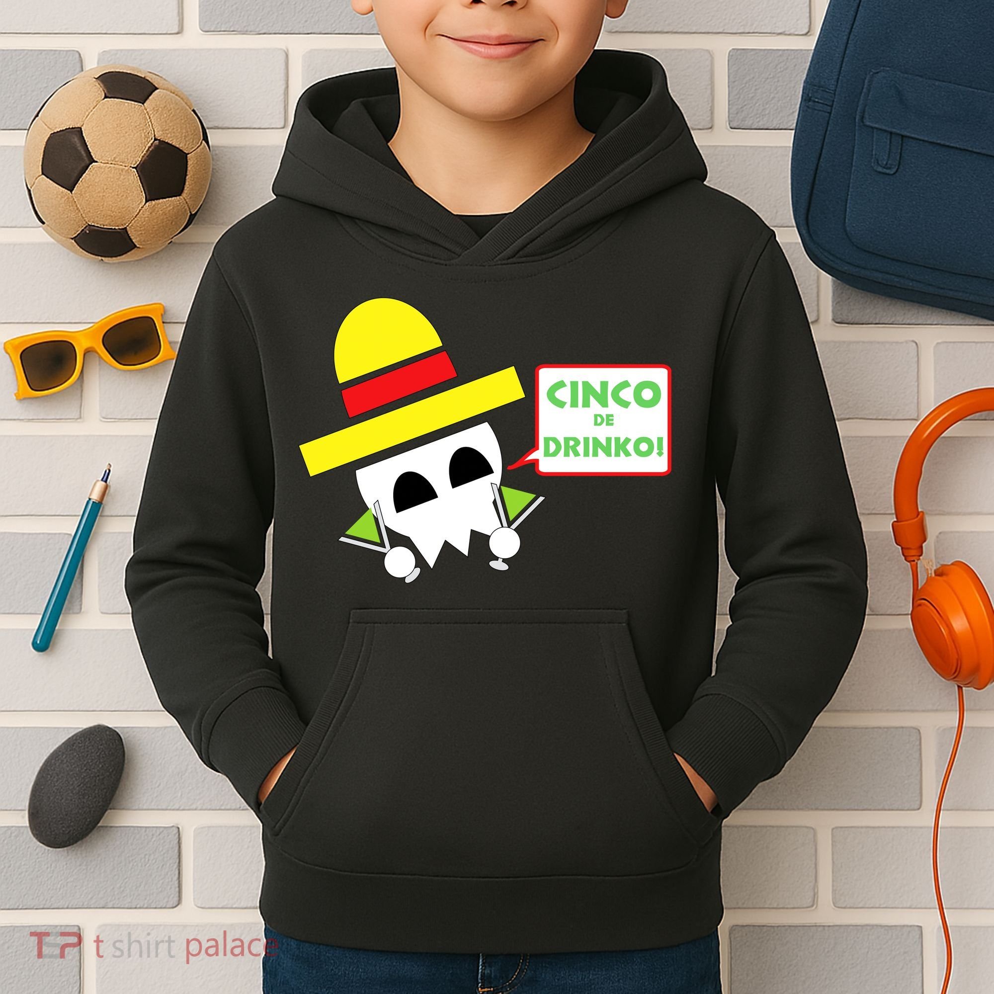 Cinco De Drinko Skull Cinco De Mayo Kids Hoodie