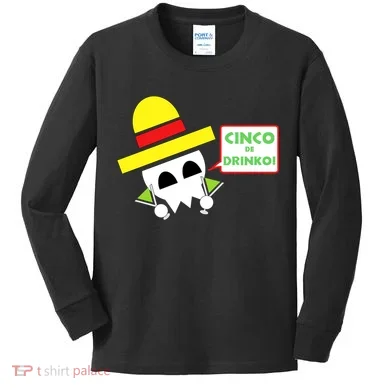 Cinco De Drinko Skull Cinco De Mayo Kids Long Sleeve Shirt