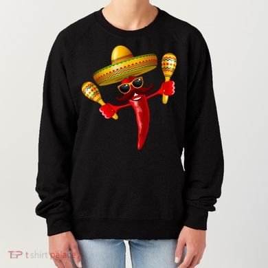 Cinco De Mayo Chili Pepper Dancing Moustache Mexican Women's Sweatshirt