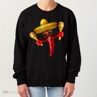 Cinco De Mayo Chili Pepper Dancing Moustache Mexican Women's Sweatshirt thumb 0