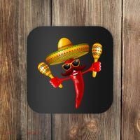 Cinco De Mayo Chili Pepper Dancing Moustache Mexican Coaster thumb 0