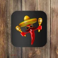 Cinco De Mayo Chili Pepper Dancing Moustache Mexican Coaster thumb 0