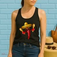 Cinco De Mayo Chili Pepper Dancing Moustache Mexican Women's Tank Top thumb 2