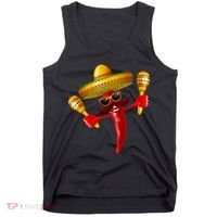 Cinco De Mayo Chili Pepper Dancing Moustache Mexican Tank Top thumb 0