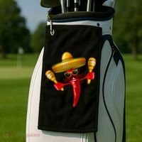 Cinco De Mayo Chili Pepper Dancing Moustache Mexican Golf Towel thumb 2