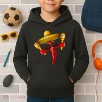 Cinco De Mayo Chili Pepper Dancing Moustache Mexican Kids Hoodie thumb 2