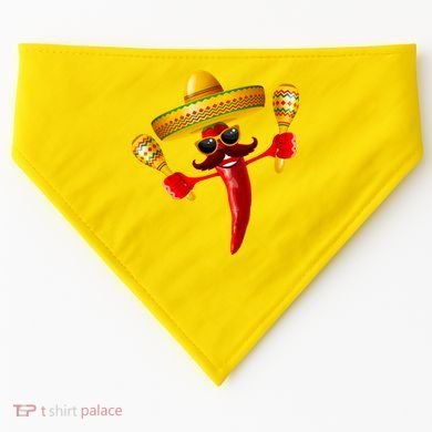 Cinco De Mayo Chili Pepper Dancing Moustache Mexican USA-Made Doggie Bandana