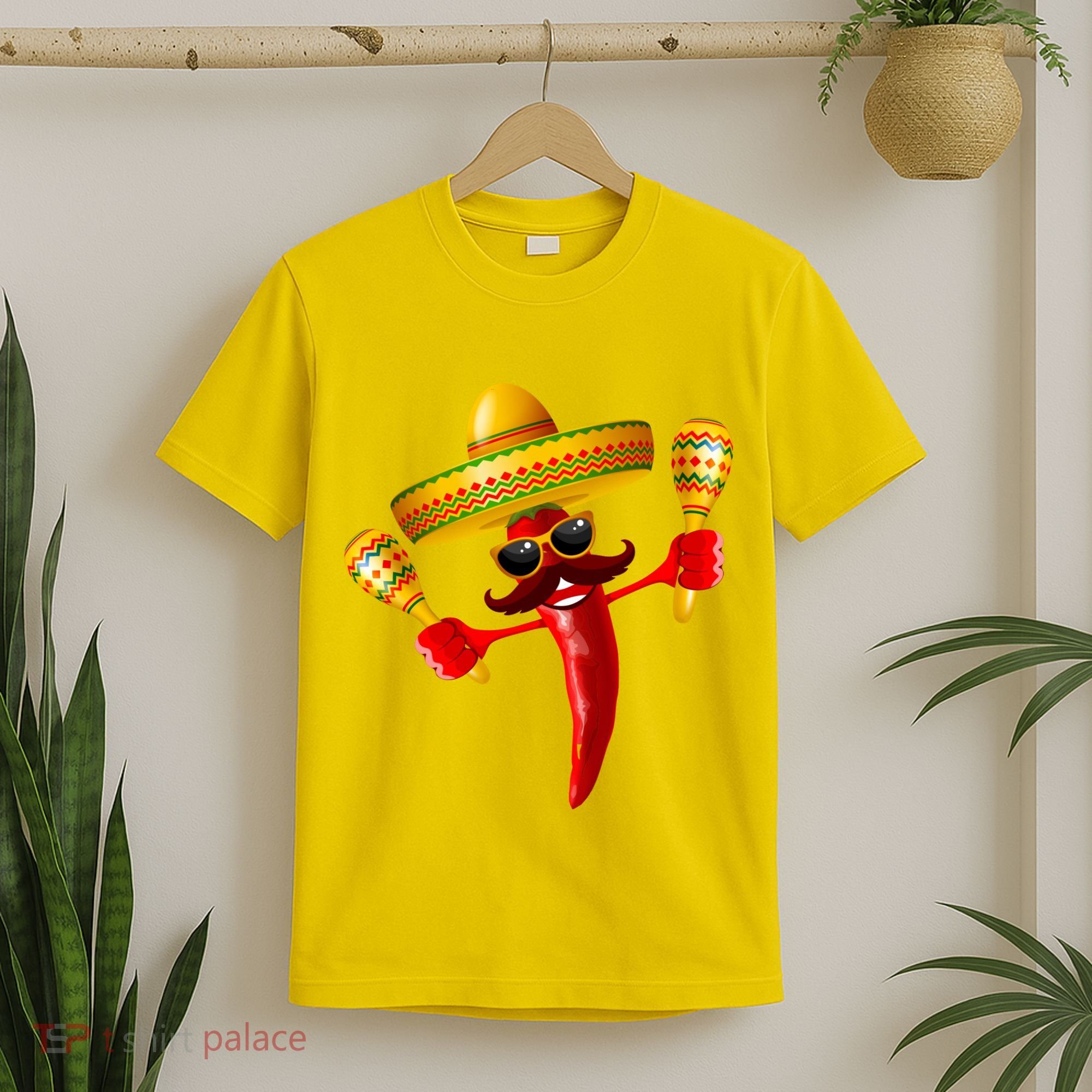 Cinco De Mayo Chili Pepper Dancing Moustache Mexican T-Shirt