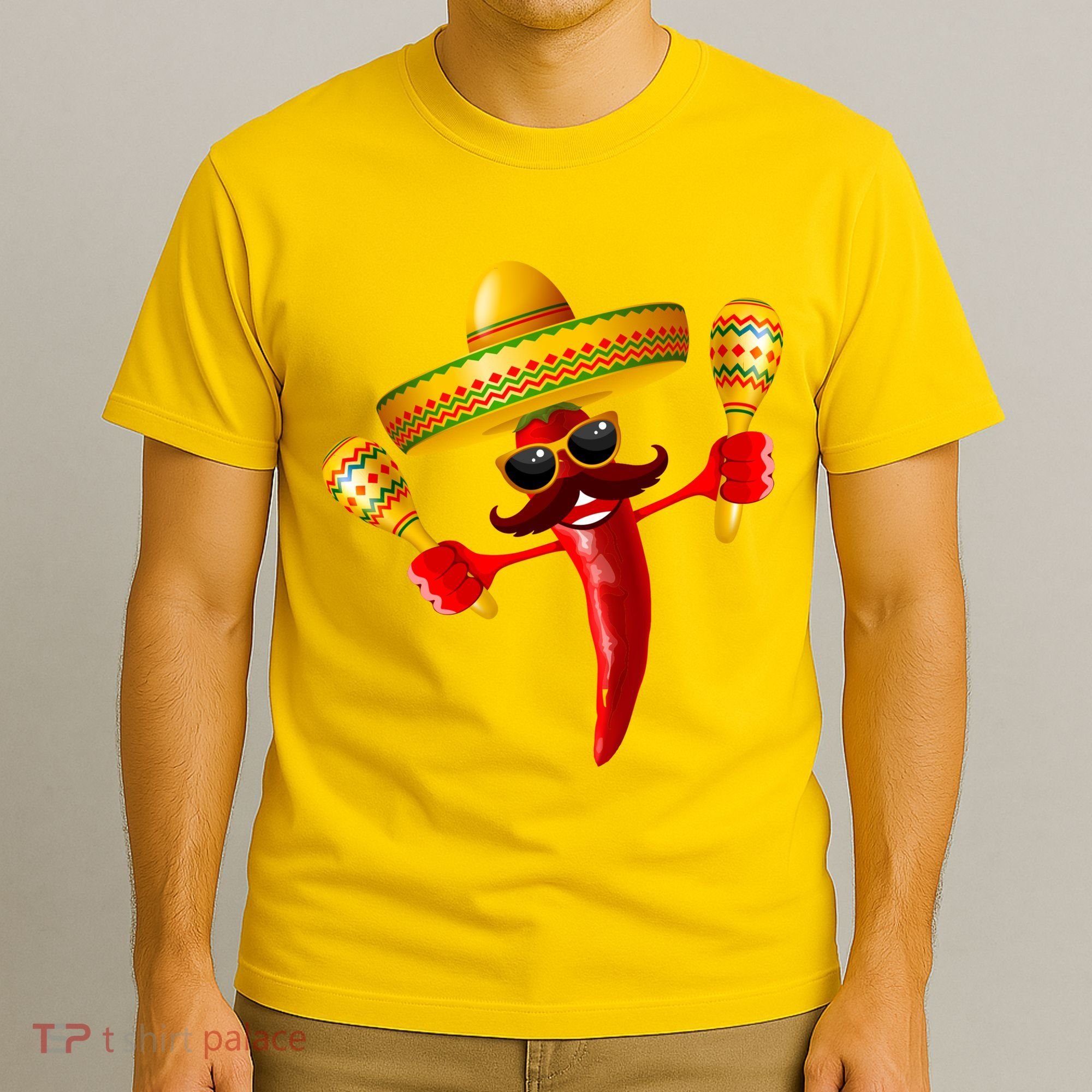 Cinco De Mayo Chili Pepper Dancing Moustache Mexican T-Shirt