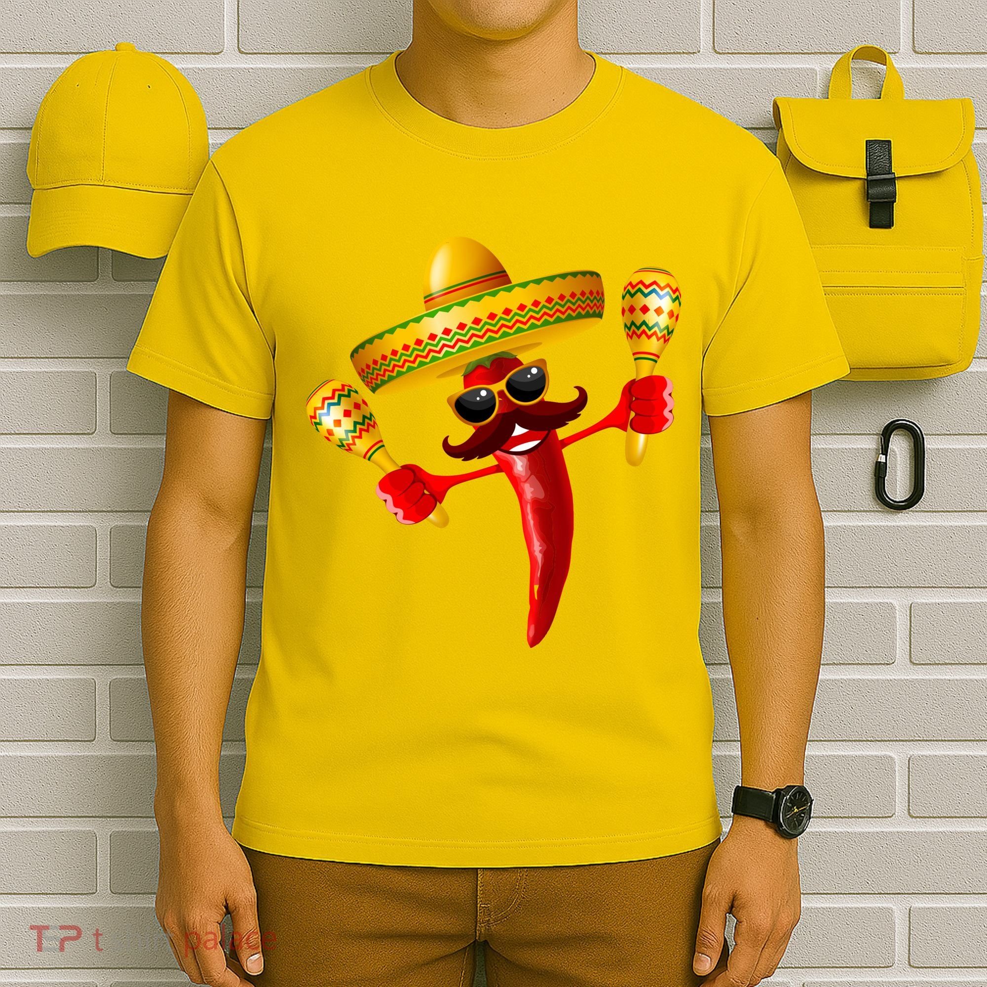 Cinco De Mayo Chili Pepper Dancing Moustache Mexican T-Shirt
