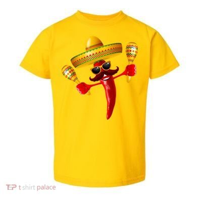 Cinco De Mayo Chili Pepper Dancing Moustache Mexican Toddler T-Shirt