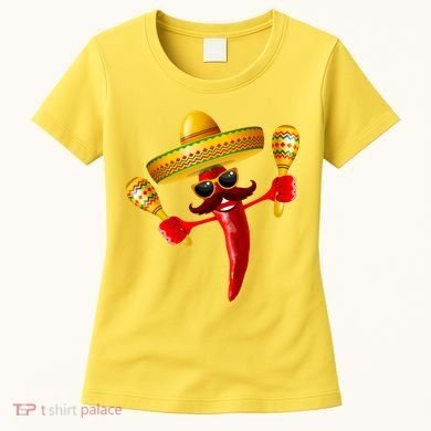 Cinco De Mayo Chili Pepper Dancing Moustache Mexican Women's T-Shirt