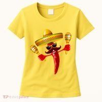 Cinco De Mayo Chili Pepper Dancing Moustache Mexican Women's T-Shirt thumb 0