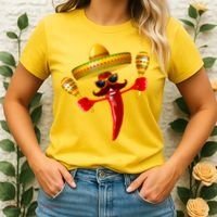 Cinco De Mayo Chili Pepper Dancing Moustache Mexican Women's T-Shirt thumb 2