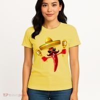 Cinco De Mayo Chili Pepper Dancing Moustache Mexican Women's T-Shirt thumb 4