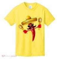 Cinco De Mayo Chili Pepper Dancing Moustache Mexican Kids T-Shirt thumb 0