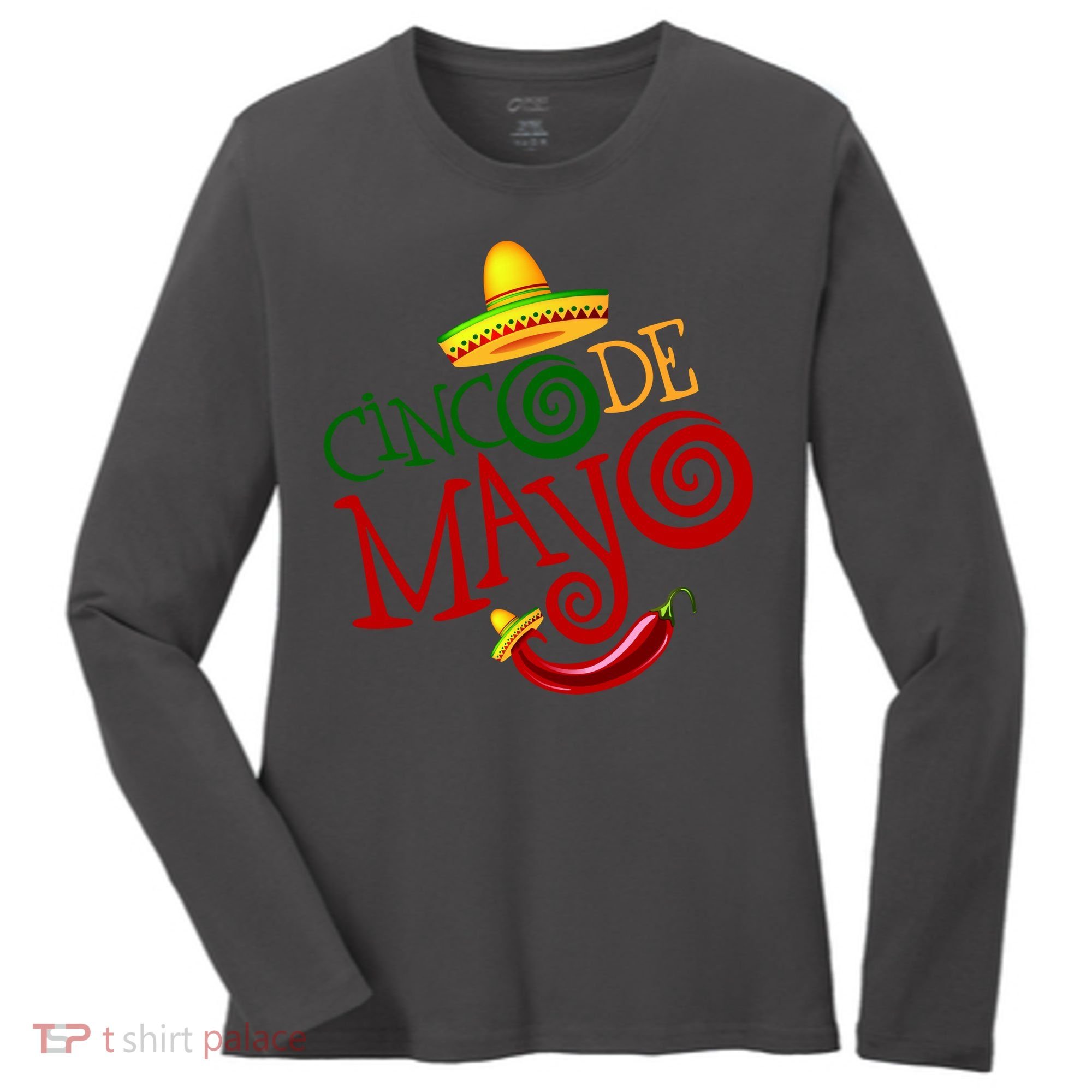 Cinco De Mayo Day of the Dead Sombrero Chili Pepper Women's Long Sleeve Shirt