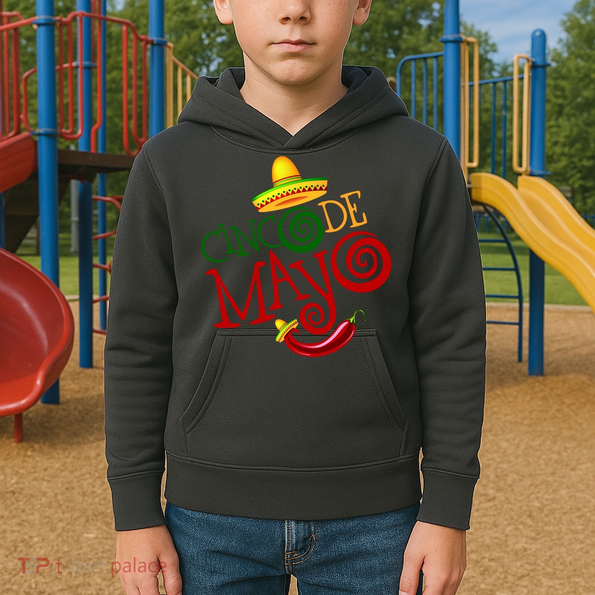 Cinco De Mayo Day of the Dead Sombrero Chili Pepper Kids Hoodie