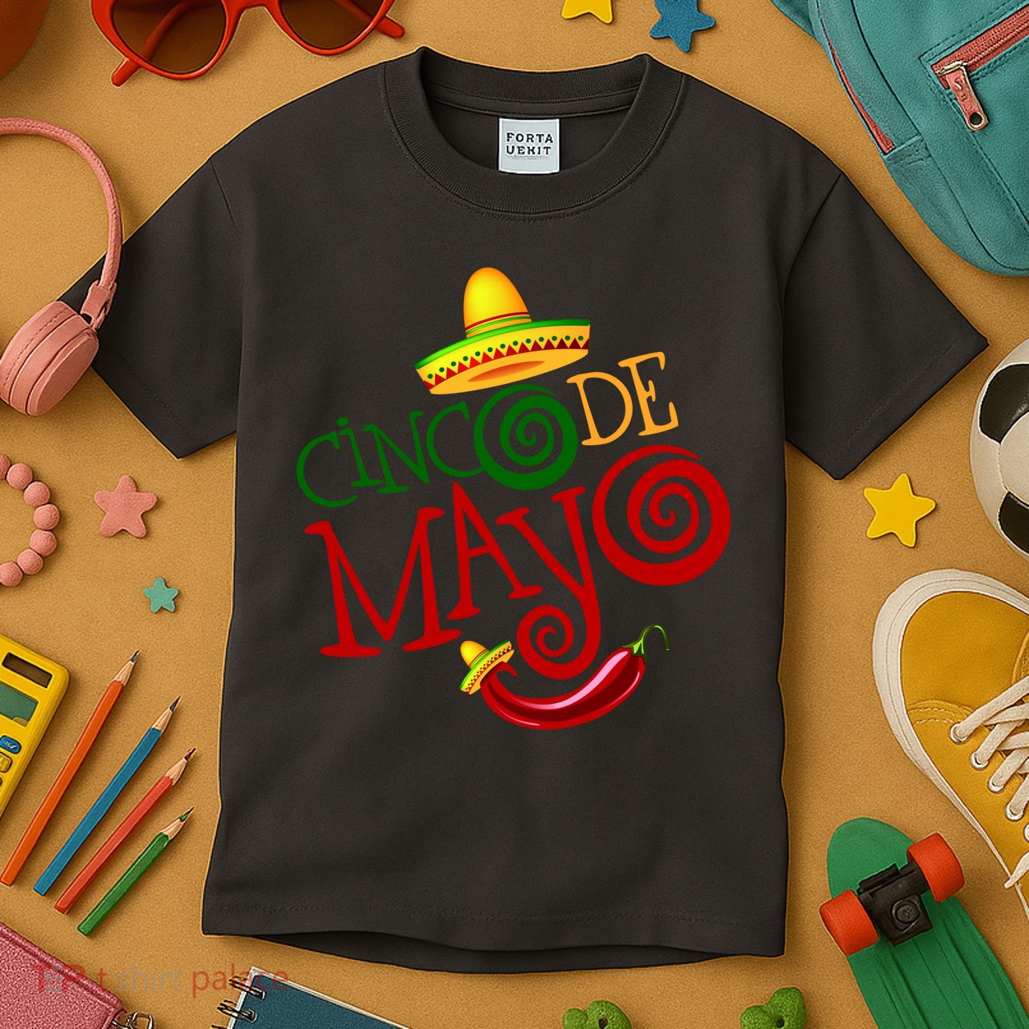 Cinco De Mayo Day of the Dead Sombrero Chili Pepper Kids T-Shirt