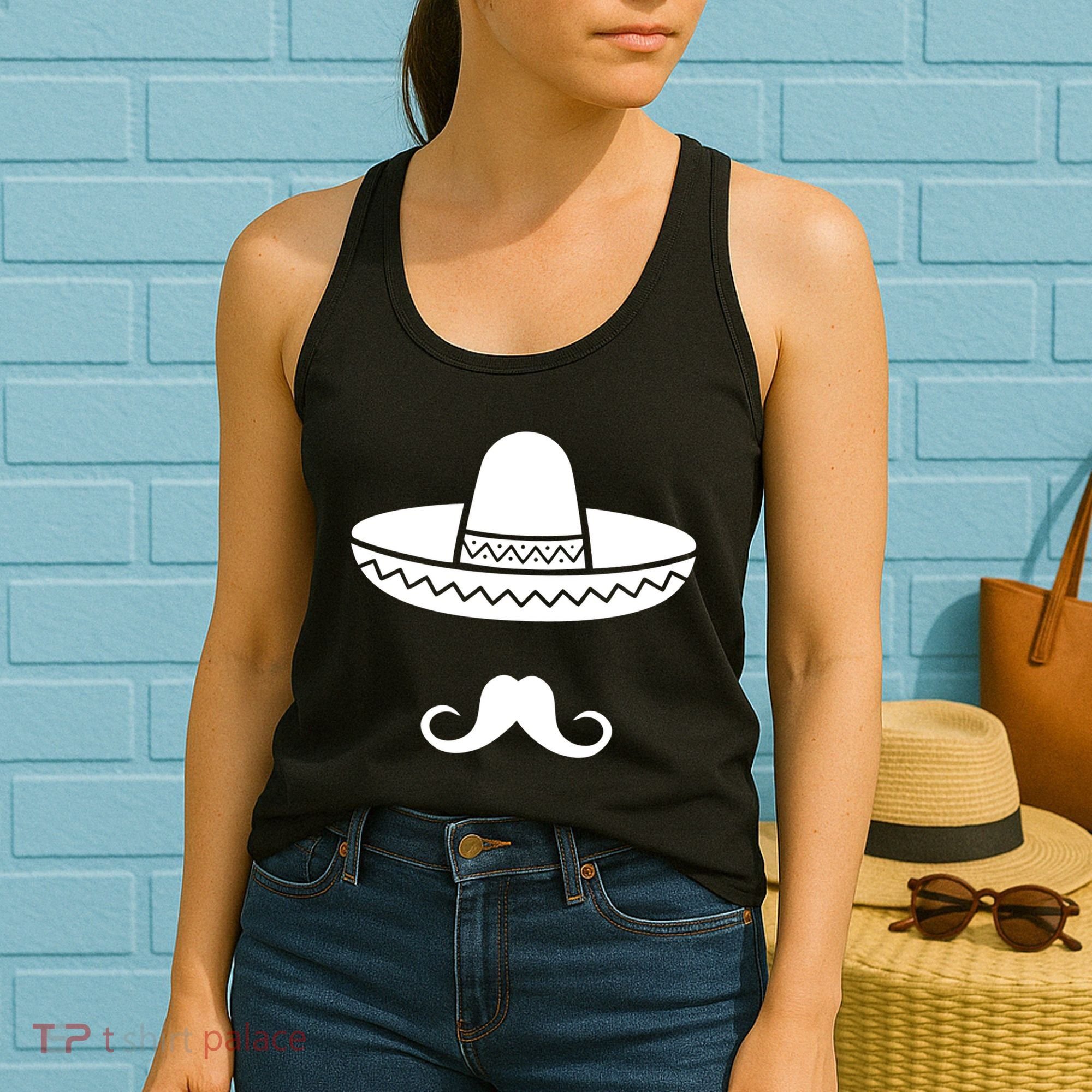 Cinco De Mayo Mexican Sombrero Moustache Women's Tank Top