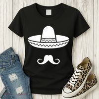 Cinco De Mayo Mexican Sombrero Moustache Women's T-Shirt thumb 3