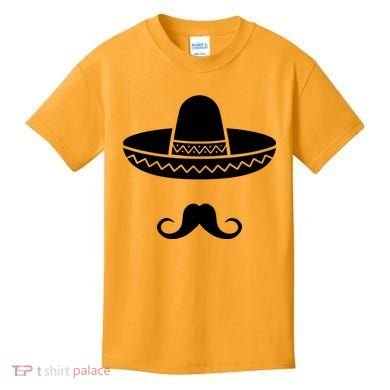 Cinco De Mayo Mexican Sombrero Moustache Kids T-Shirt