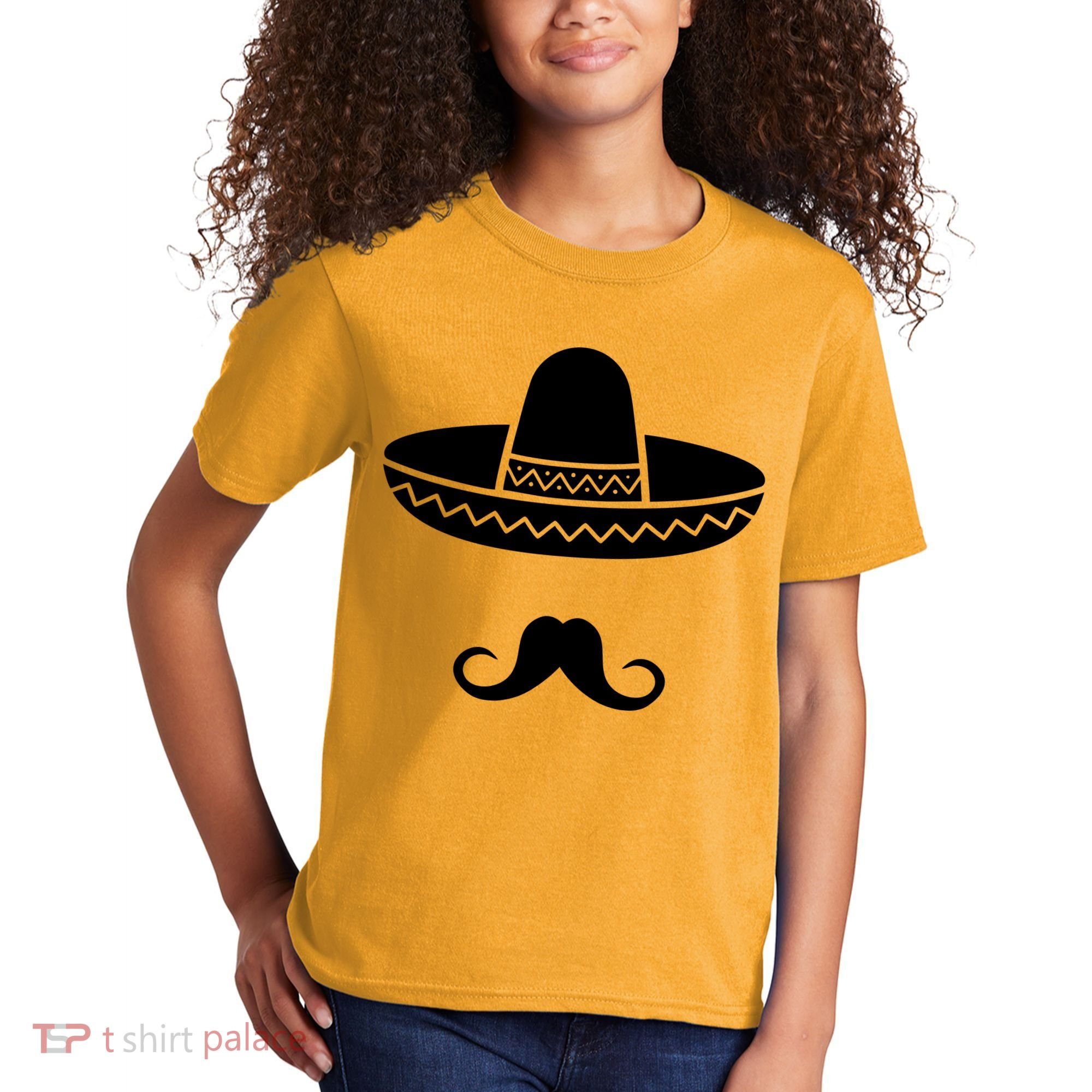 Cinco De Mayo Mexican Sombrero Moustache Kids T-Shirt