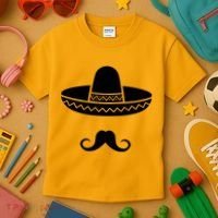 Cinco De Mayo Mexican Sombrero Moustache Kids T-Shirt thumb 3