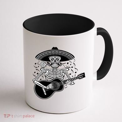 Cinco De Mayo Skeleton Playing the Guitar Coffee Mug back