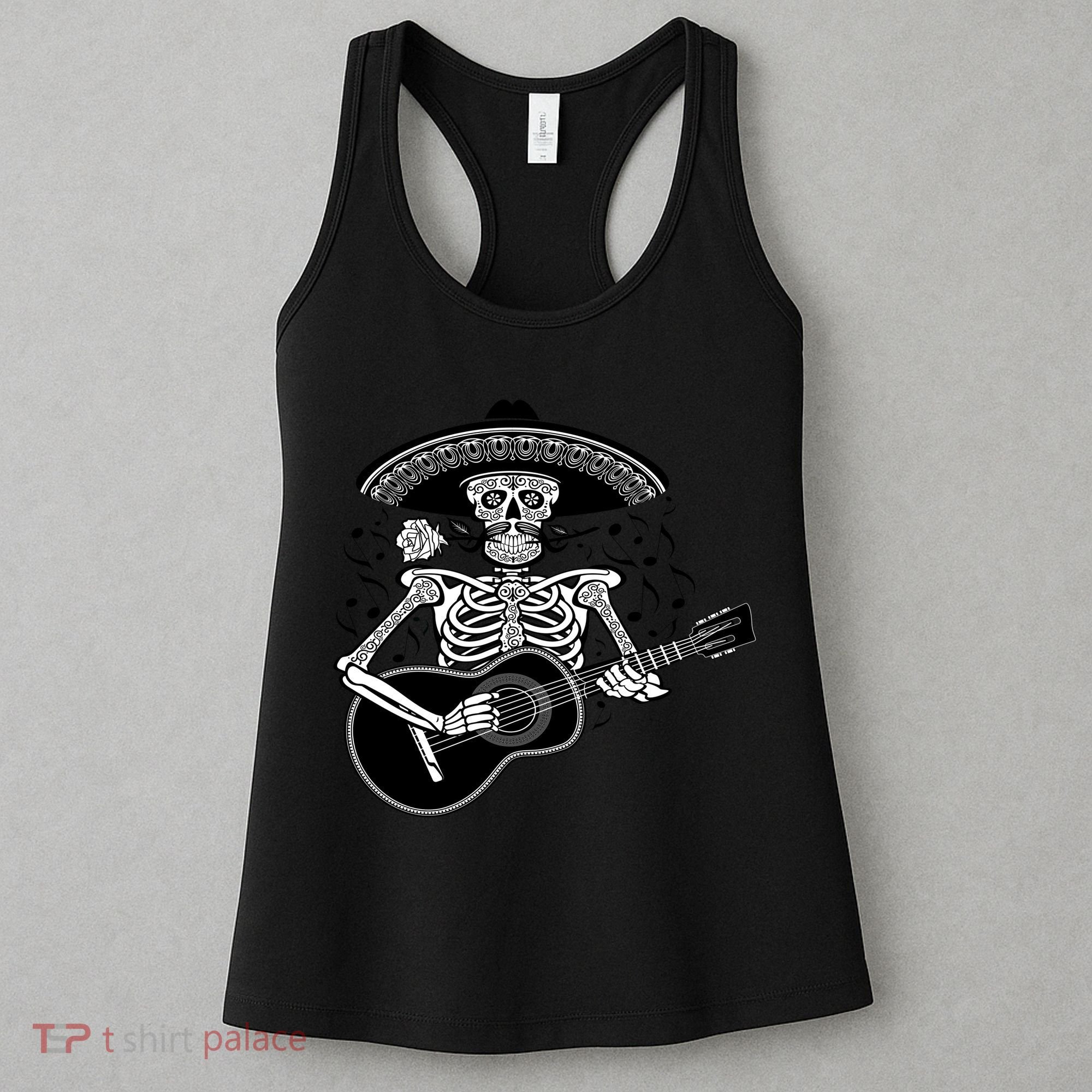 Cinco De Mayo Skeleton Playing the Guitar Women's Tank Top