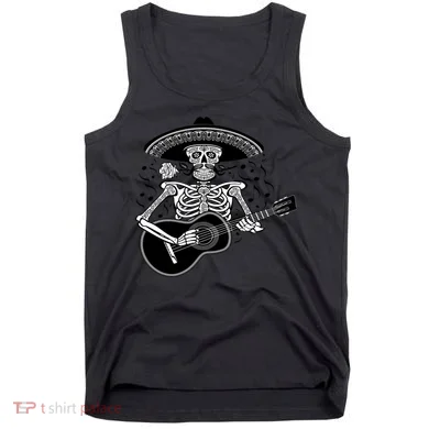 Cinco De Mayo Skeleton Playing the Guitar Tank Top