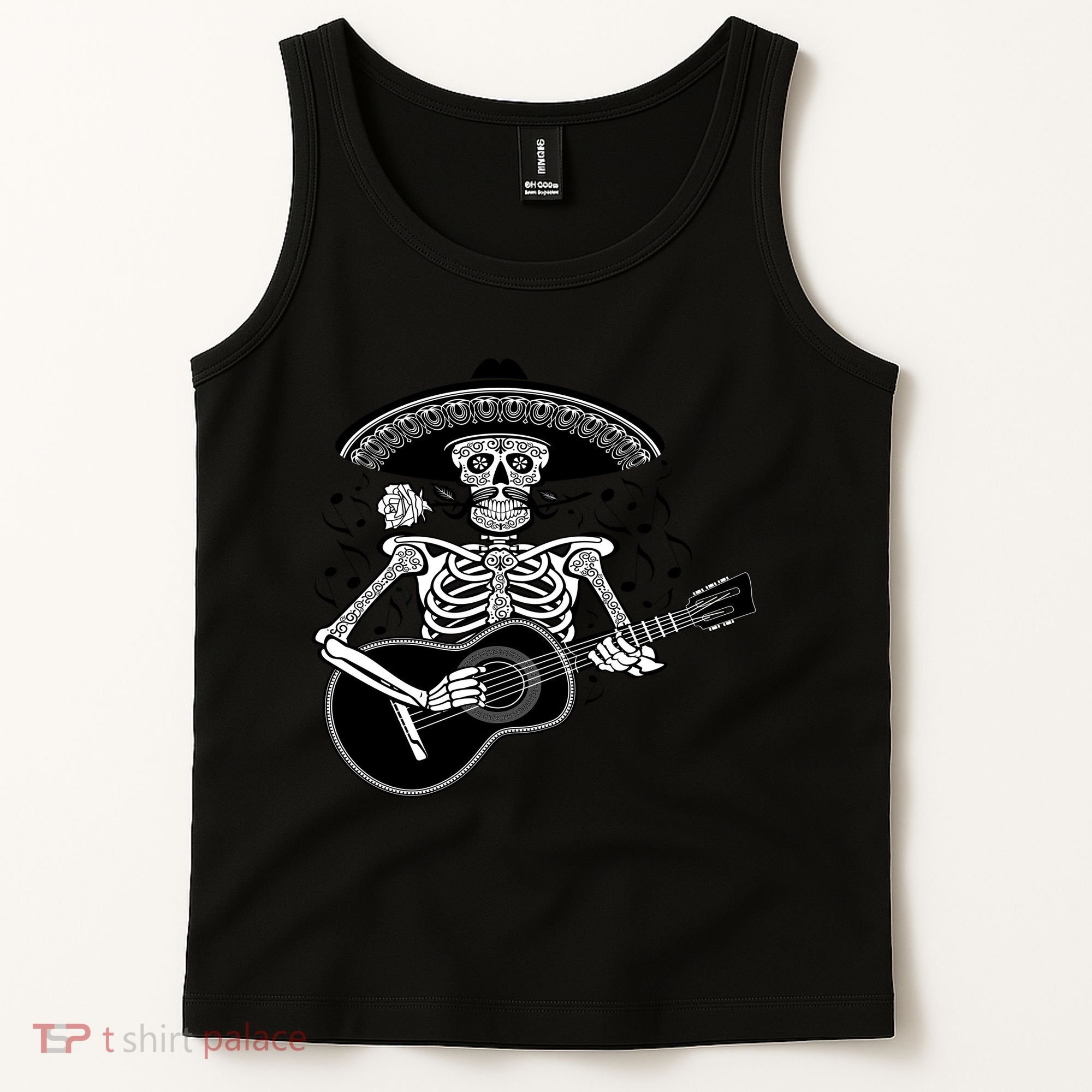 Cinco De Mayo Skeleton Playing the Guitar Tank Top