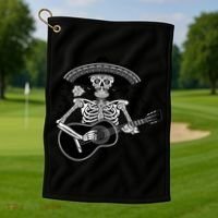 Cinco De Mayo Skeleton Playing the Guitar Golf Towel thumb 1
