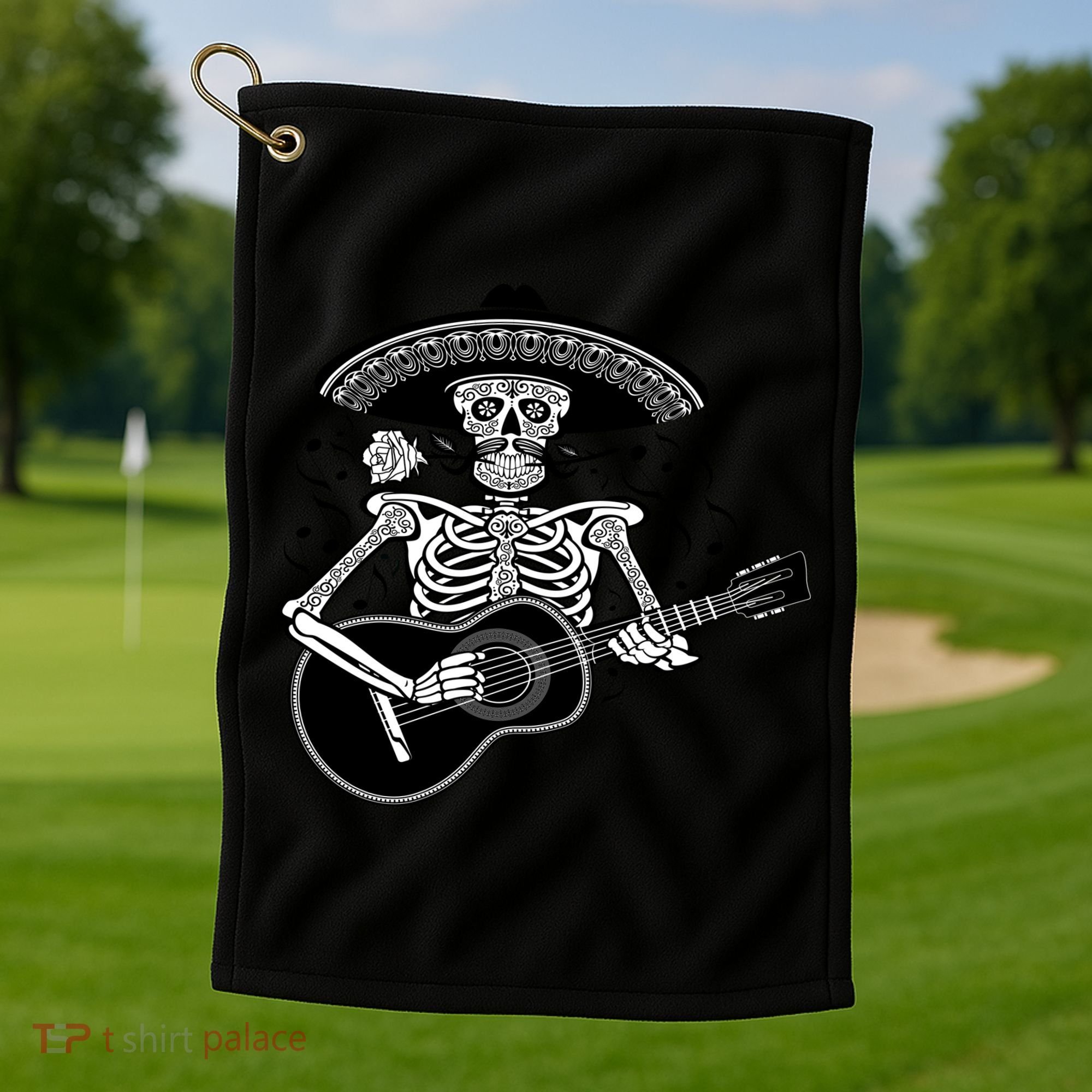 Cinco De Mayo Skeleton Playing the Guitar Golf Towel