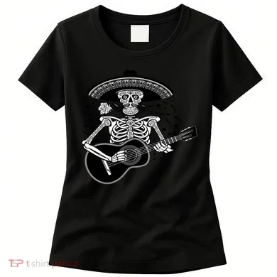 Cinco De Mayo Skeleton Playing the Guitar Women's T-Shirt