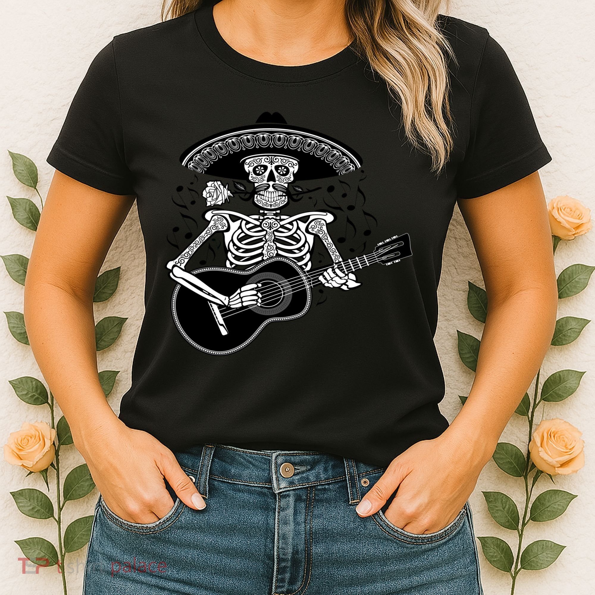 Cinco De Mayo Skeleton Playing the Guitar Women's T-Shirt