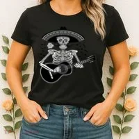 Cinco De Mayo Skeleton Playing the Guitar Women's T-Shirt thumb 2