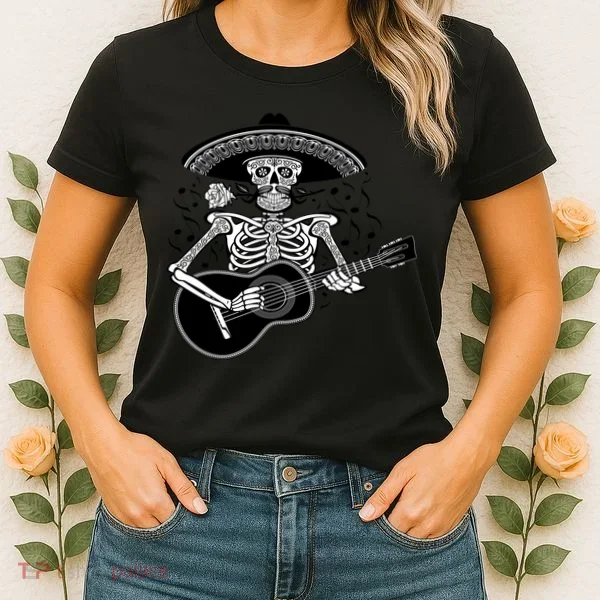 Cinco De Mayo Skeleton Playing the Guitar Women's T-Shirt