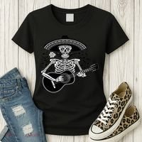 Cinco De Mayo Skeleton Playing the Guitar Women's T-Shirt thumb 3