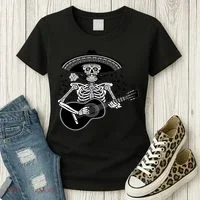 Cinco De Mayo Skeleton Playing the Guitar Women's T-Shirt thumb 3