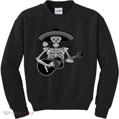 Cinco De Mayo Skeleton Playing the Guitar Kids Sweatshirt