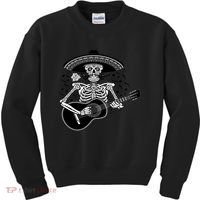 Cinco De Mayo Skeleton Playing the Guitar Kids Sweatshirt thumb 0