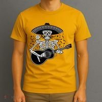 Cinco De Mayo Skeleton Playing the Guitar T-Shirt thumb 3