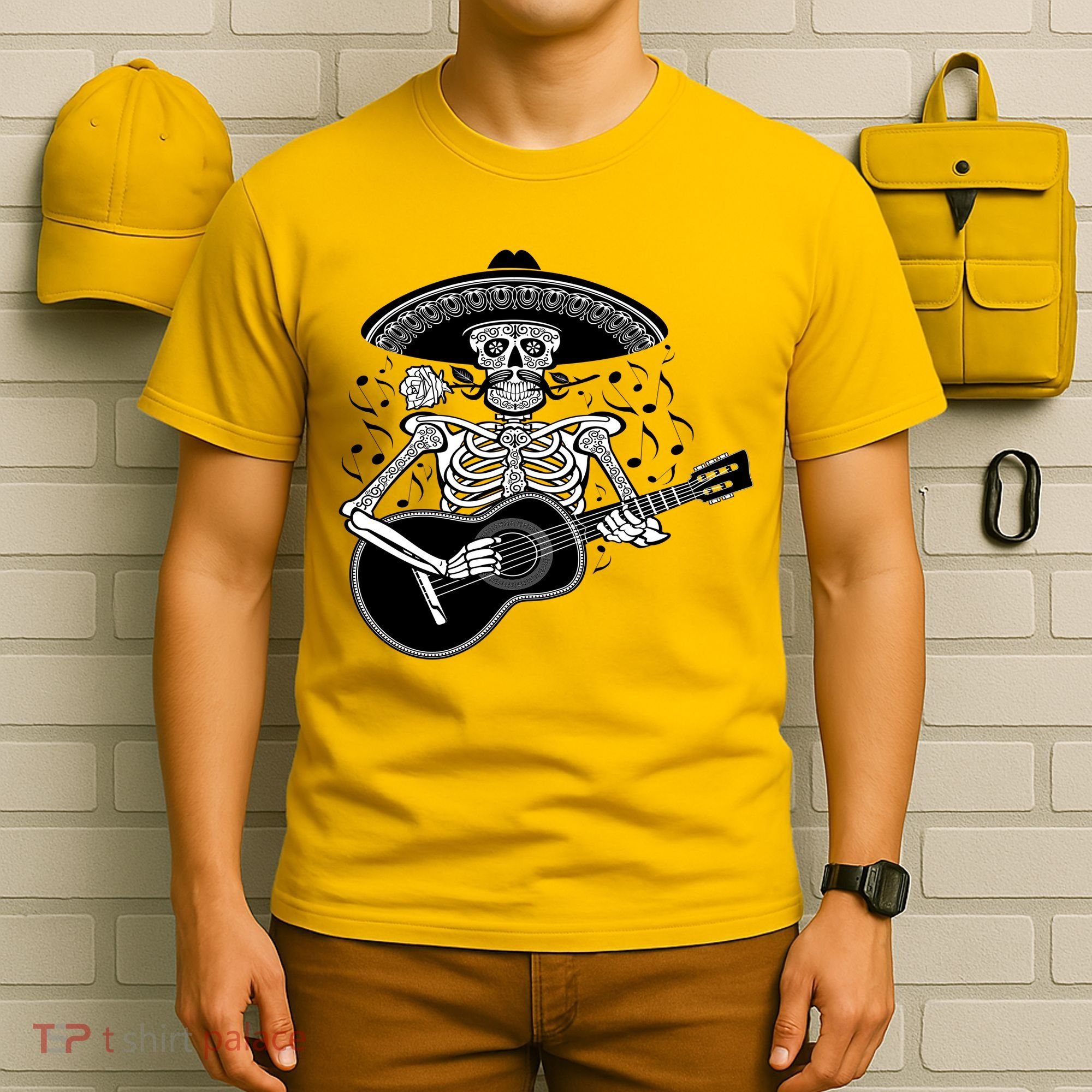 Cinco De Mayo Skeleton Playing the Guitar T-Shirt