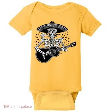 Cinco De Mayo Skeleton Playing the Guitar Baby Bodysuit