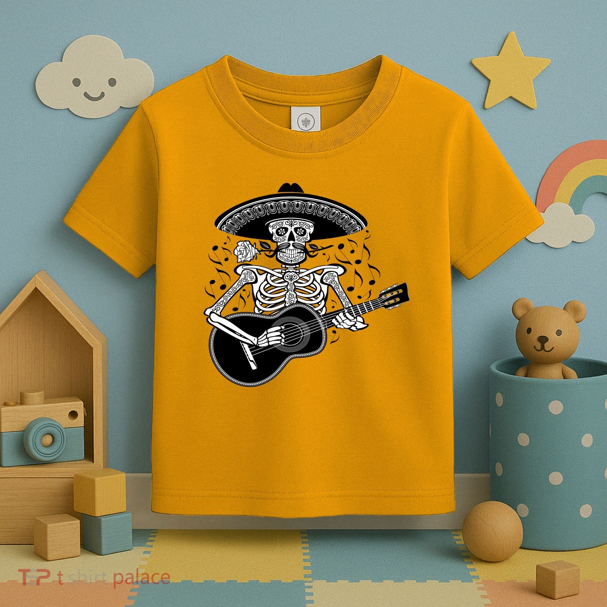 Cinco De Mayo Skeleton Playing the Guitar Toddler T-Shirt