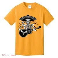 Cinco De Mayo Skeleton Playing the Guitar Kids T-Shirt thumb 0