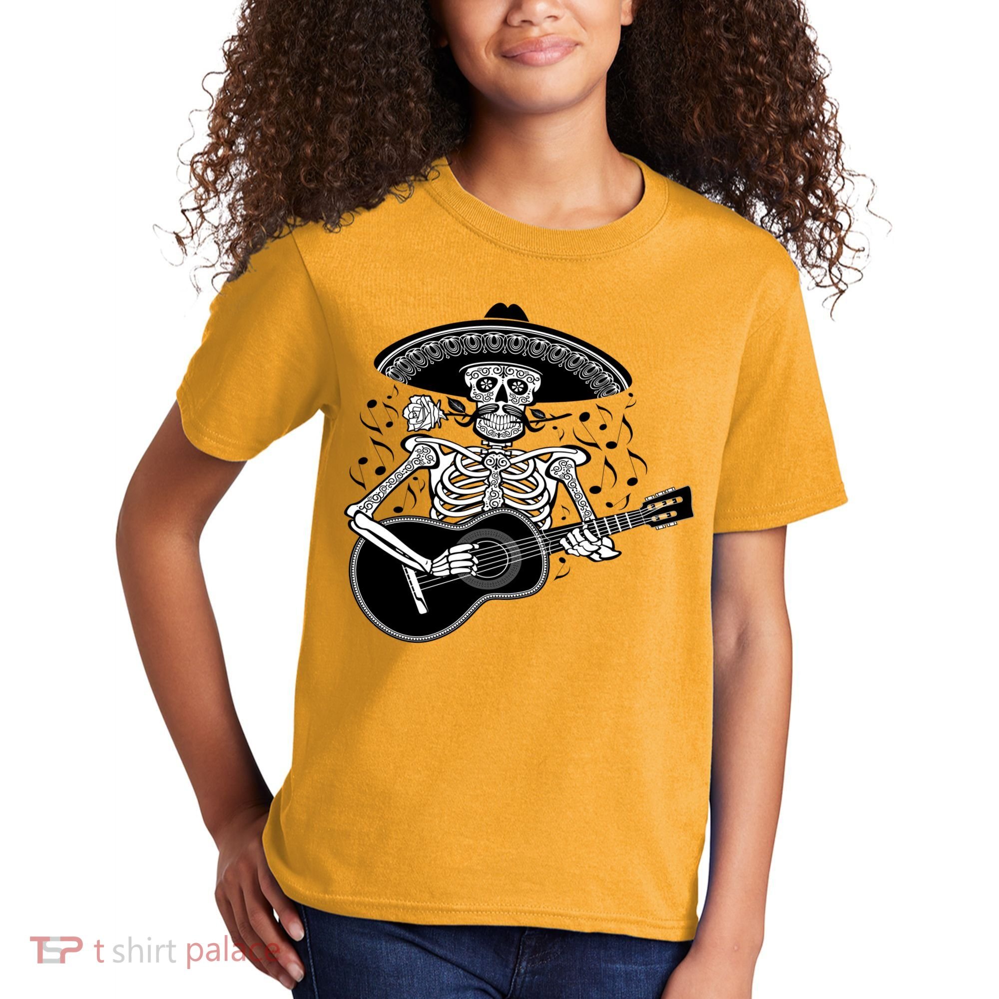 Cinco De Mayo Skeleton Playing the Guitar Kids T-Shirt