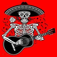 Cinco De Mayo Skeleton Playing the Guitar Santa Hat thumb 1